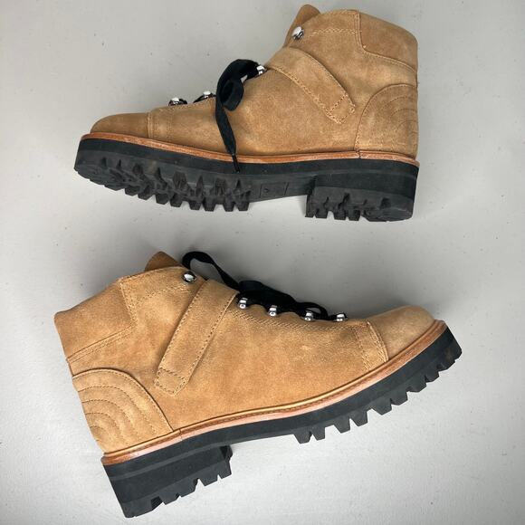Marc Fisher Tan Camel Suede Leather Indre Hiking Boots Size 9 - Picture 4 of 9